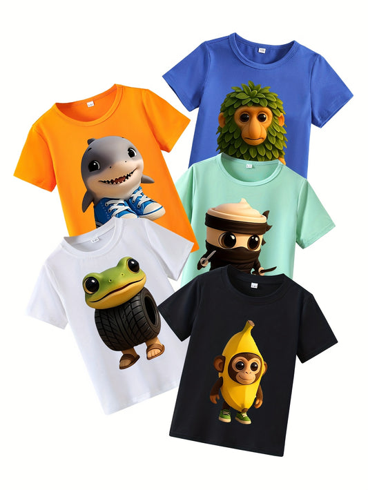 ユニークで楽しいデザイン （シャーク・バナナ・カエル・忍者・キャラクター柄）５枚セット